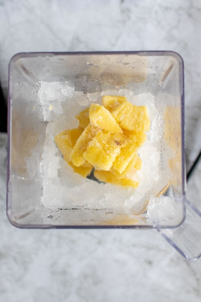 water and ice blended, then pineapple added in